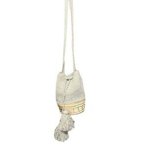 Woven‎ Bucket Shoulder Bag Boho Drawstring Tassel Purse Festival Beach Small